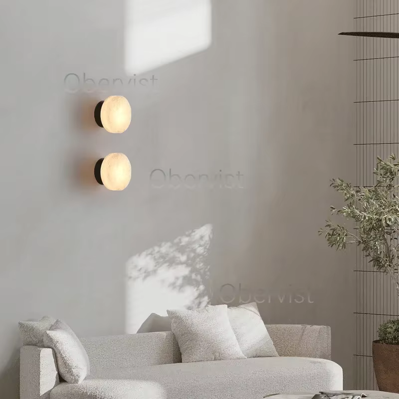 Lampe murale en marbre naturel espagnol, lampe de fond de télévision, lampe tout en cuivre, lumière de luxe créative, lampe d'art pour hôtel, chambre à coucher, lampe de chevet