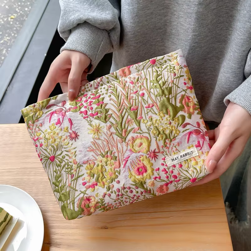 Sacs à cosmétiques floraux rétro Jacquard pour femmes, sac de rangement d'épicerie Vintage à fleurs pour femmes, pochette, étuis de maquillage, sacs à main pour filles