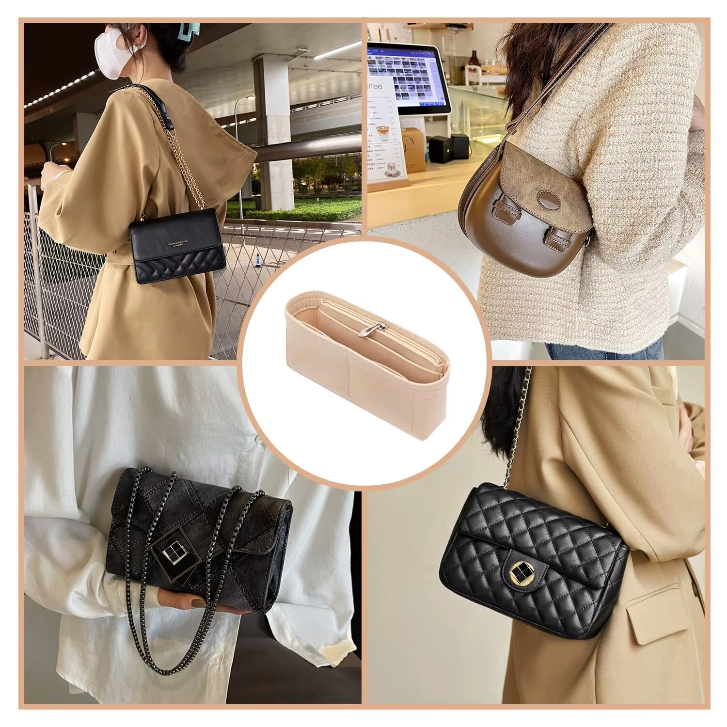 Sac à Main en Feutre pour Longchamp, Mini, Initié