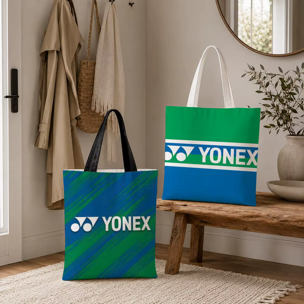 Sacs de rangement de la marque Yonex, sac de courses pliable en toile, sac de courses réutilisable en toile esthétique et tendance