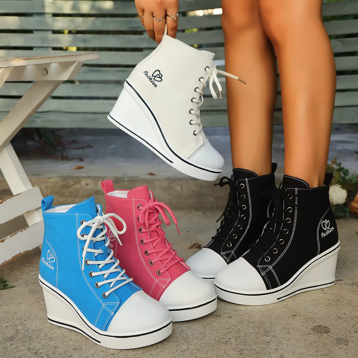Femmes chaussures classique respirant toile chaussures mode décontracté vulcanisé chaussure femmes baskets compensées hauteur augmentant plate-forme chaussures