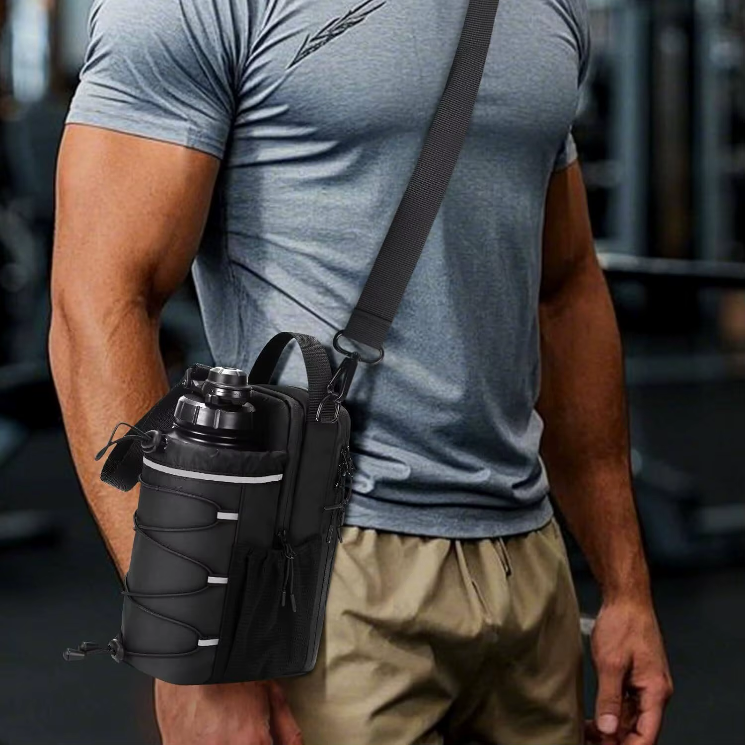 Nouveau sac de sport magnétique pour hommes et femmes – Porte-bouteille à bandoulière avec fixation magnétique |   Porte-bouteille d'eau, pochette de sport, sac bandoulière