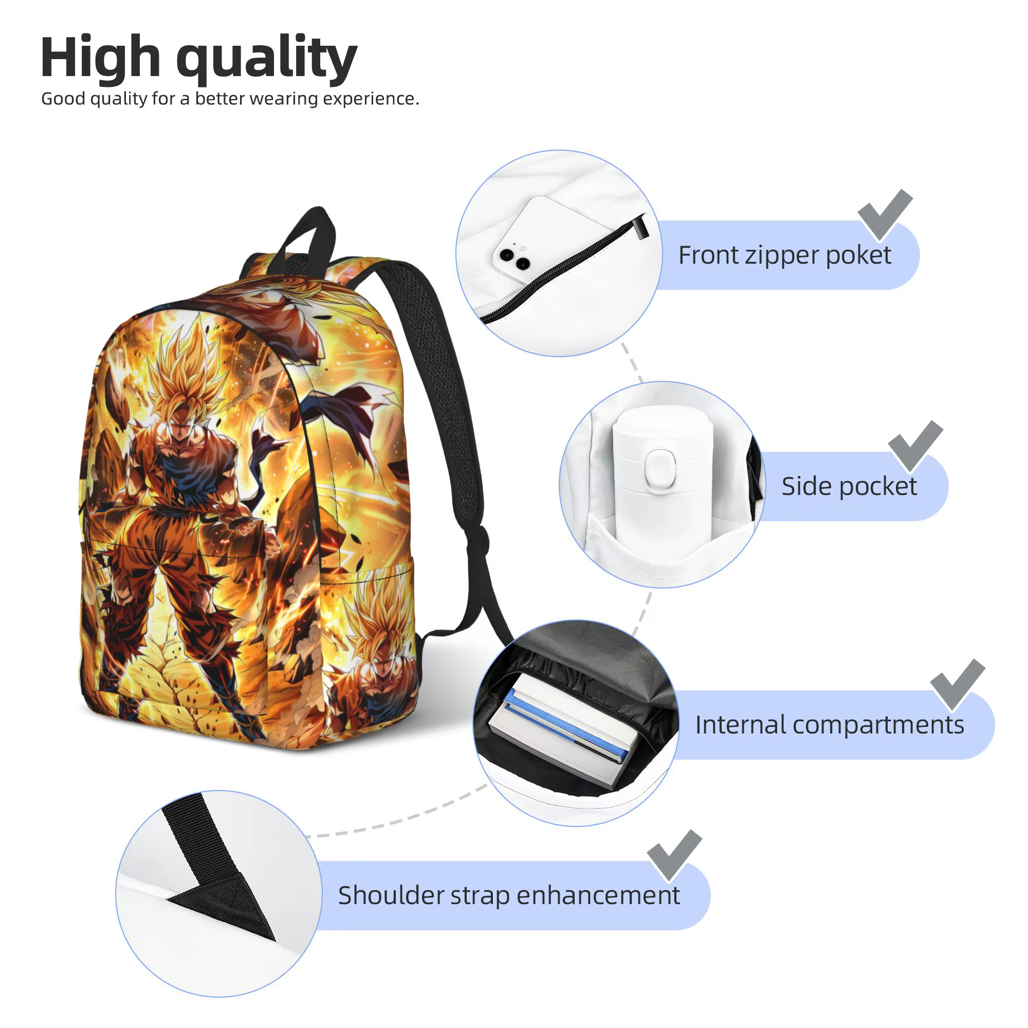 Sac à dos Dragon Ball Goku Funko, Mochilas, sac à dos d'école robuste et cool
