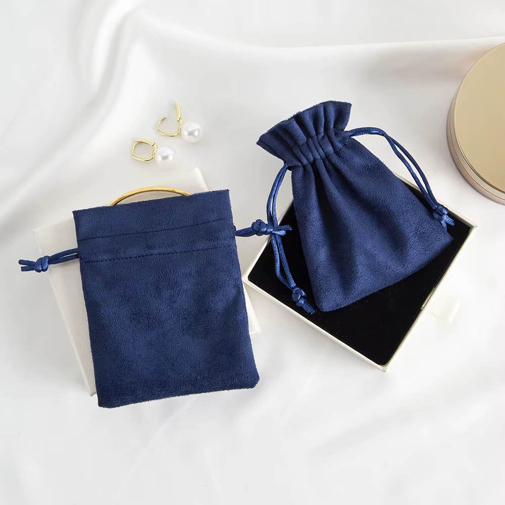 Sac Cadeau en Velours Bleu Marine