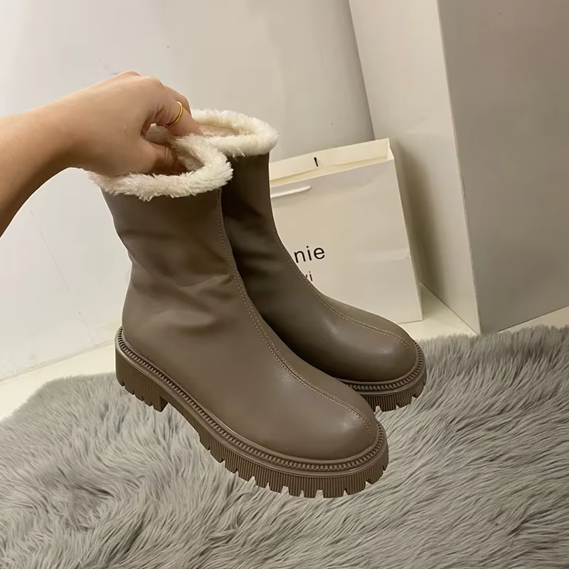 Bottes de neige courtes imperméables en velours pour femmes