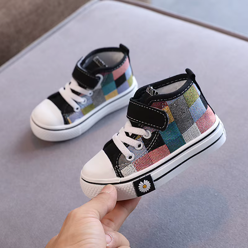 Chaussures montantes en toile pour enfants, respirantes, assorties, décontractées, grande-bretelle, mode printemps 2022