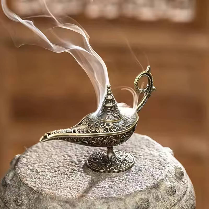 Brûleur d'encens en métal de lampe de Style Antique, bougeoir parfumé et non parfumé, décoration de maison, cadeau, brûleur d'encens arabe