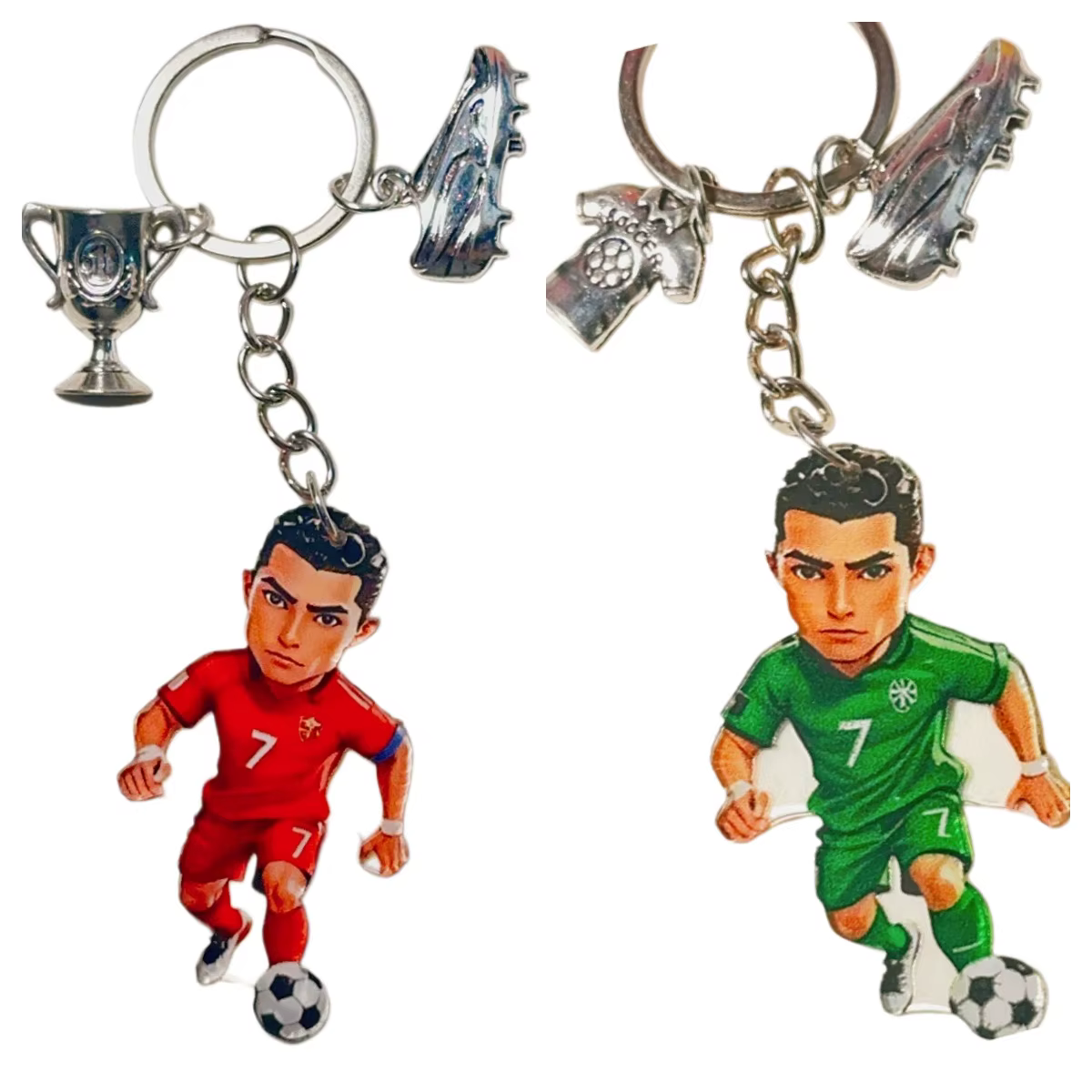 Porte-clés de footballeur, pendentif pour supporters de football, ornement plat en acrylique, breloques décoratives à suspendre pour voitures et sacs, cadeau festif