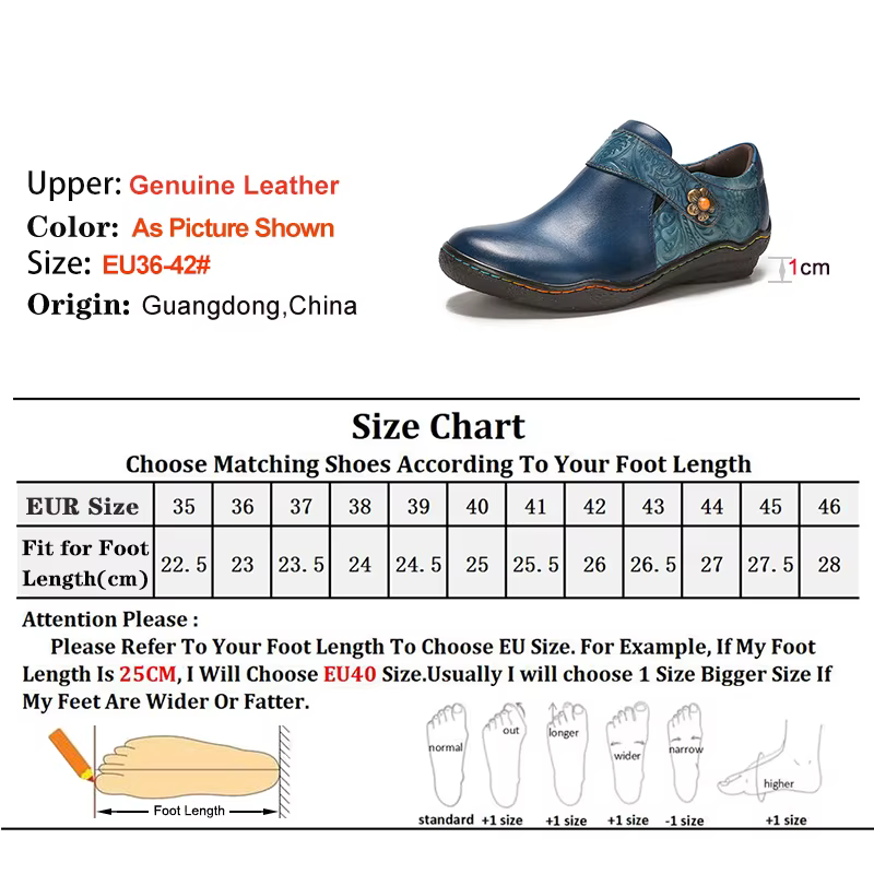 Chaussures plates pour femmes en cuir véritable