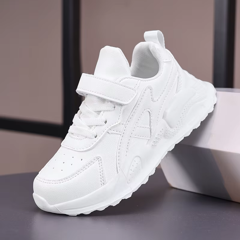 Chaussures décontractées en cuir blanc pour enfants, baskets de course respirantes pour garçons et filles, pour Sports de plein air, marche scolaire, Tennis antidérapantes