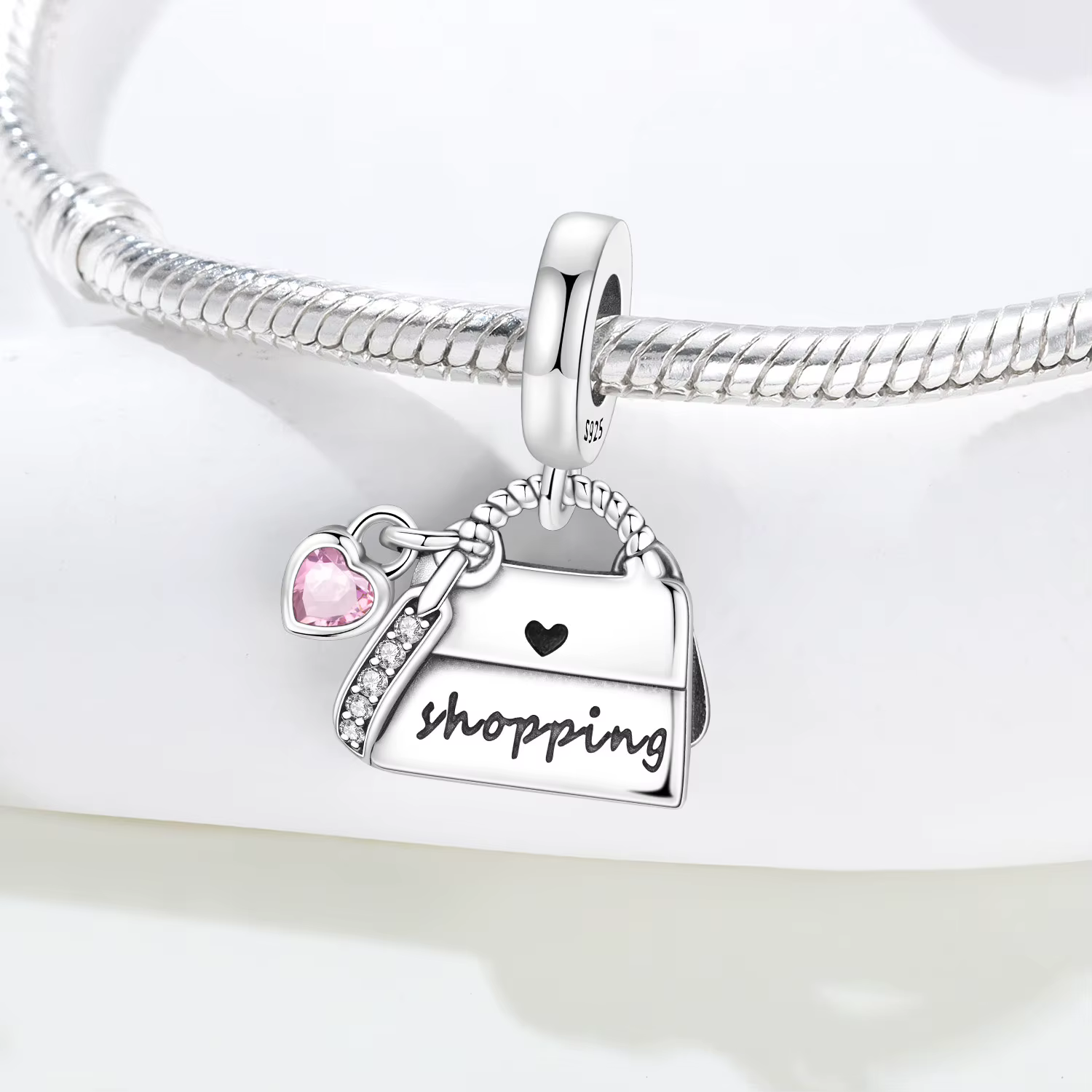 PANPOKI Breloques en argent sterling 925 en forme de sac de shopping