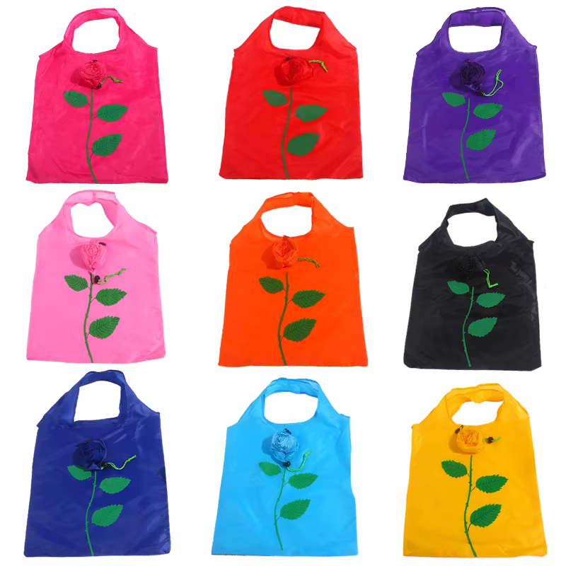 Sac de courses pliable à fleurs de roses, fourre-tout Portable de grande capacité, léger et Durable, sac à main de voyage, pochette de rangement