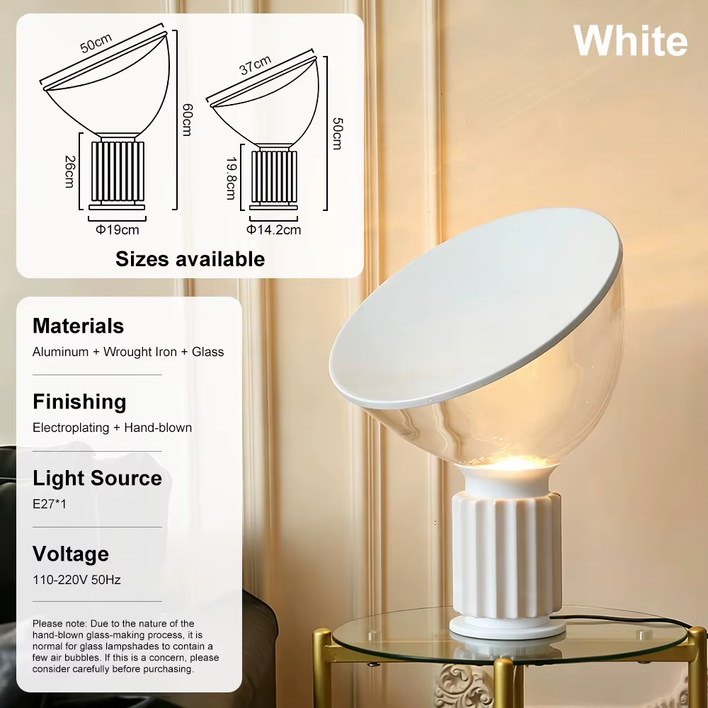 Lampe de table LED en verre italien, lampe de chevet créative en verre, lampe de table nordique pour chambre à coucher