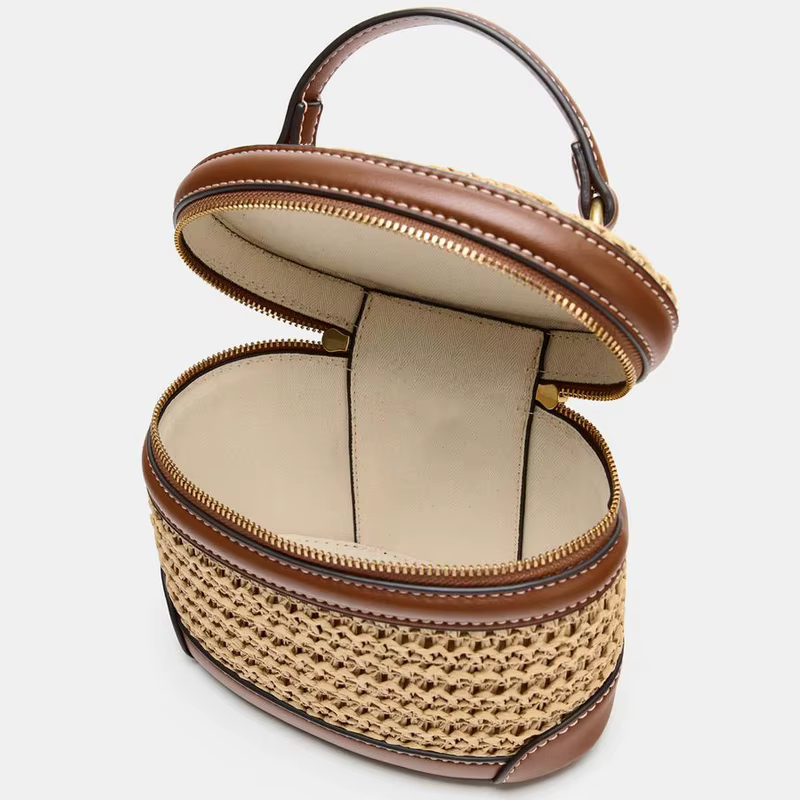Sac à main en paille tendance pour femme, sac fourre-tout en paille PP tressé de créateur, petit sac à bandoulière décontracté vintage pour l'été et la plage 2026
