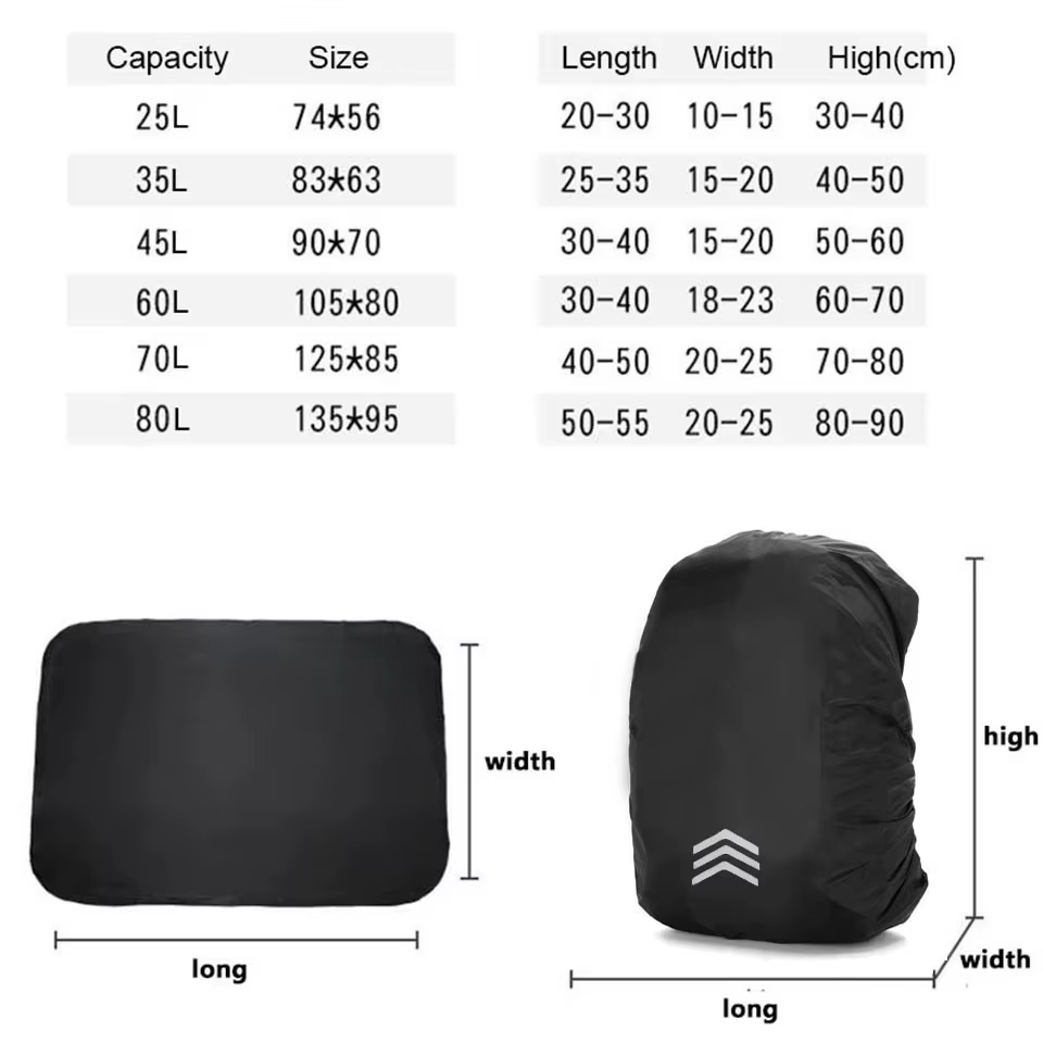 1 pièces 25-60L alpinisme sac à dos housse de pluie cyclisme randonnée sac à dos réfléchissant couverture étanche sac à