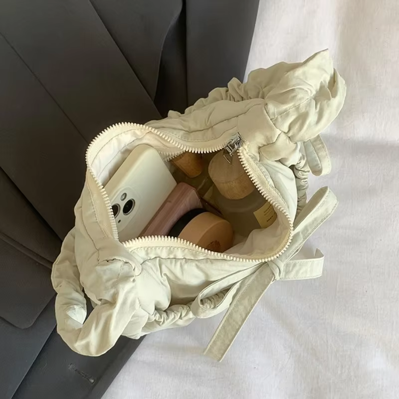 Sacs à main pour femmes sacs à bandoulière en Nylon imperméables grande capacité loisirs sacs à bandoulière simples pour femmes sac plissé à cordon