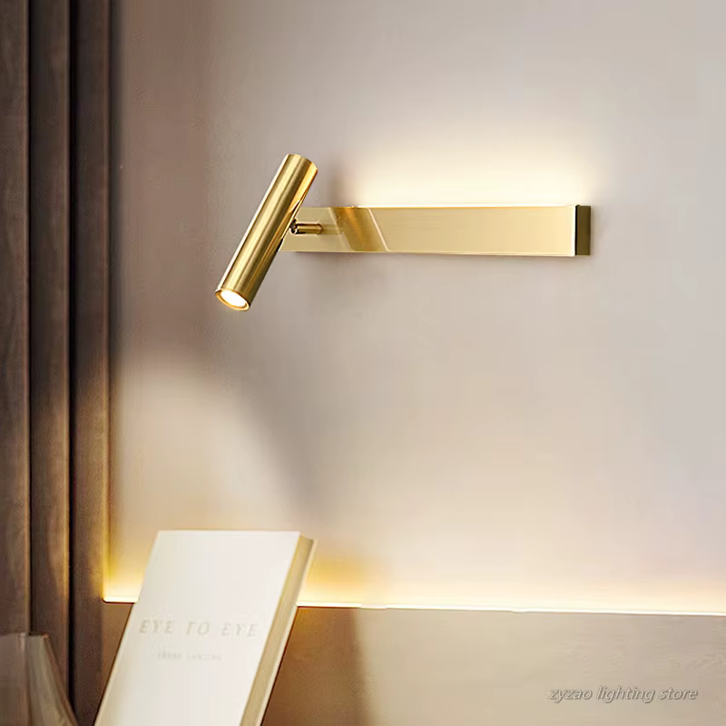 Applique murale en cuivre pour chambre à coucher, lumière de chevet, luminaire à bande, design créatif, luxe, nouveau