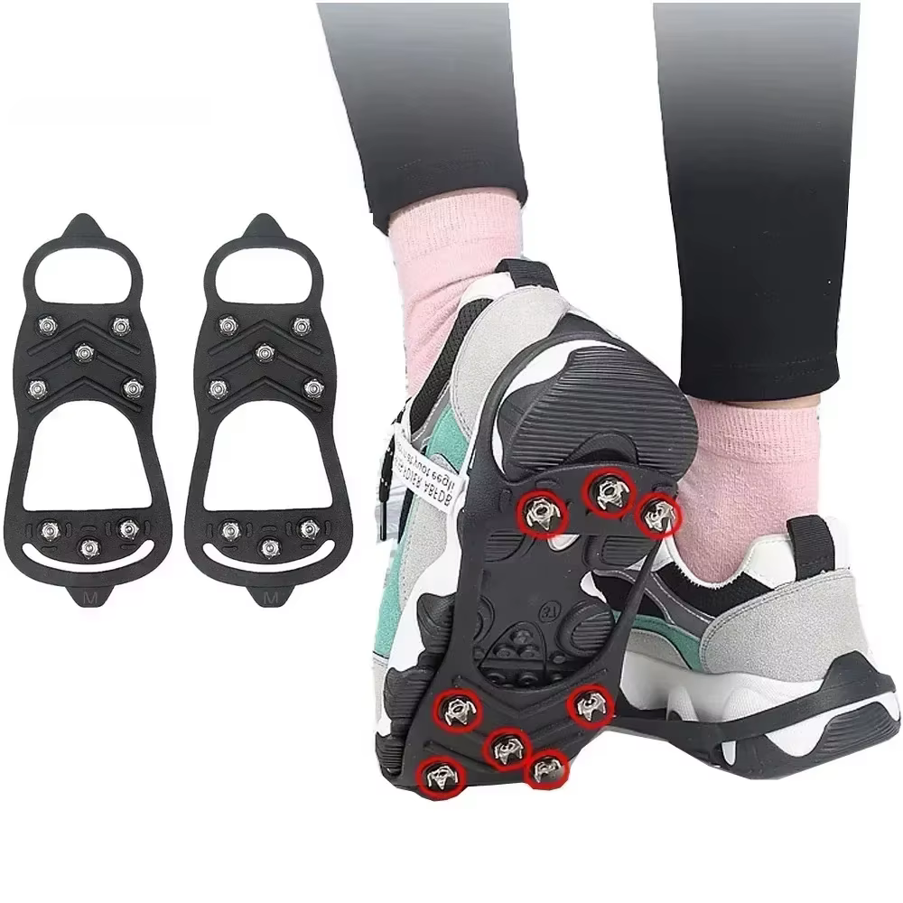 8 dents pince à glace Spike pour chaussures hiver extérieur anti-dérapant randonnée escalade