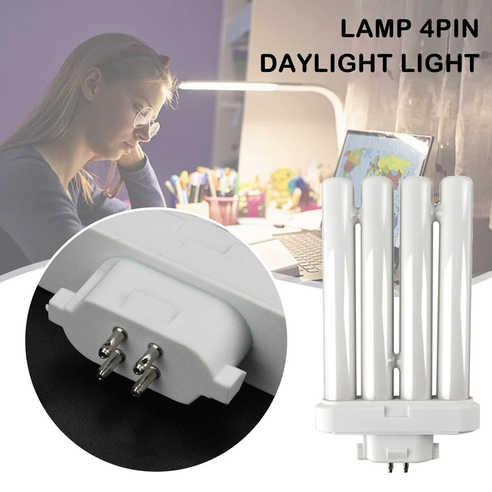 1/2/4/8pc FML 27EX-N 27W 4 broches Quad Tube économie d'énergie ampoule fluorescente compacte 6500K 4 rangées ampoule lampe à économie d'énergie