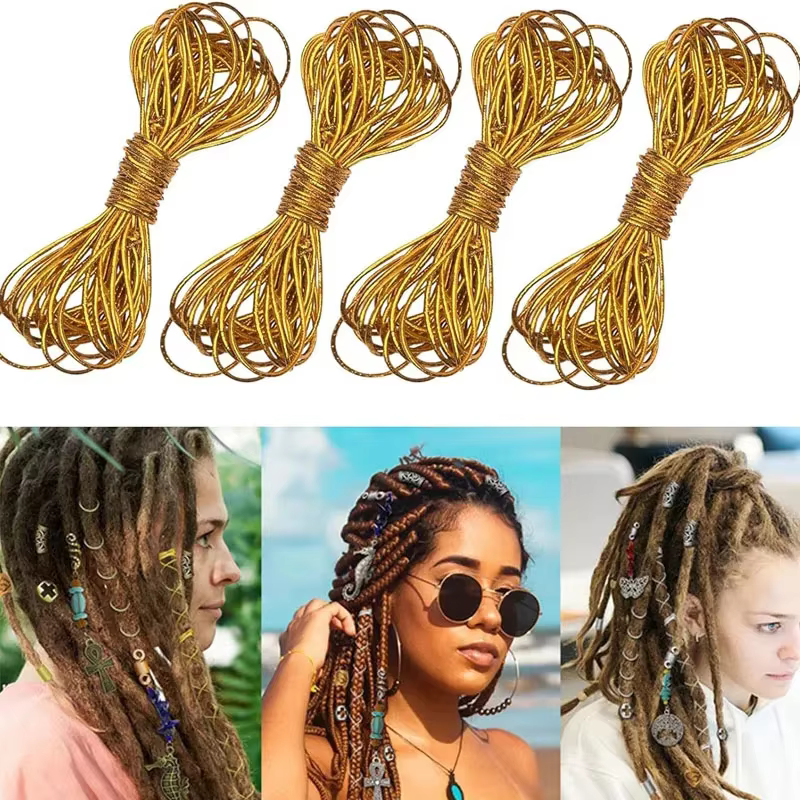 Dreadlock tresses cheveux accessoires or tressage cheveux déco style miroitant extensible africain tresse tressé cordon élastique