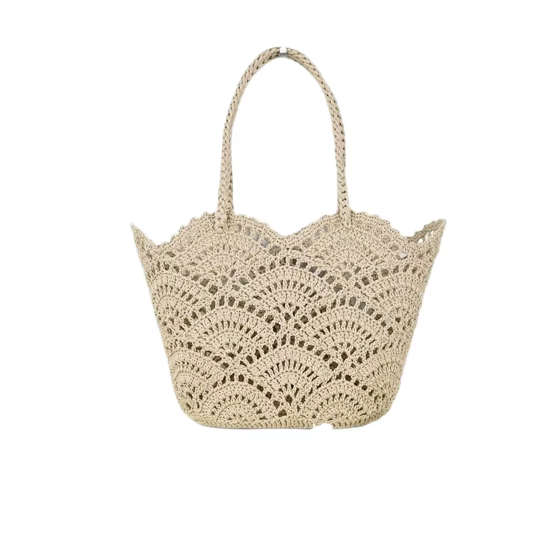 Sac fourre-tout en crochet fait main pour femme, sac de plage bohème en coton tissé, sac à bandoulière décontracté