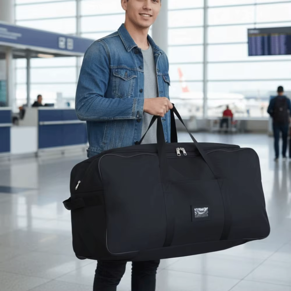 Sac de voyage pliable pour le week-end, grande capacité, plusieurs compartiments, sac de rangement pour bagages avec roues amovibles, imperméable