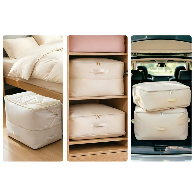 Grand sac de rangement auto-compressible pour couettes