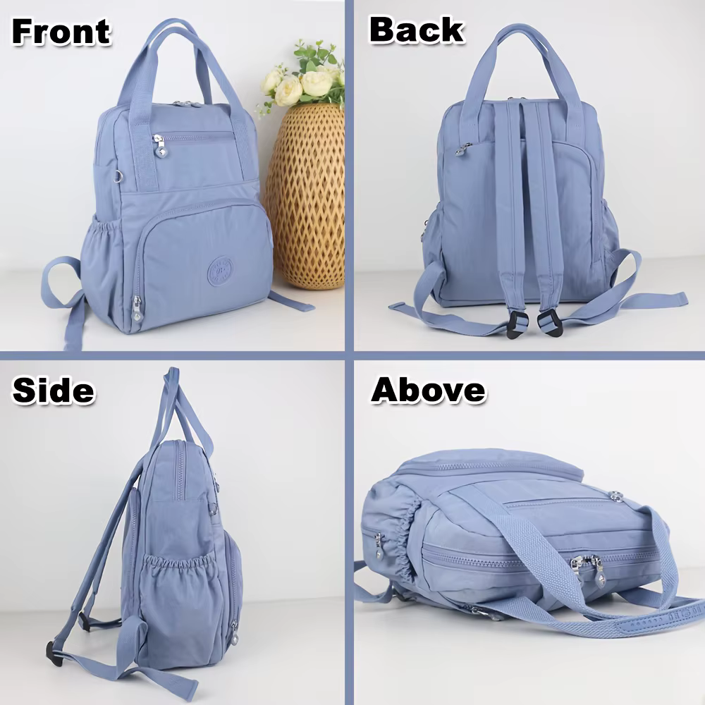 Sac à dos femme, sac à dos de voyage, cartable d'école, grande capacité et poches multiples, matière nylon.