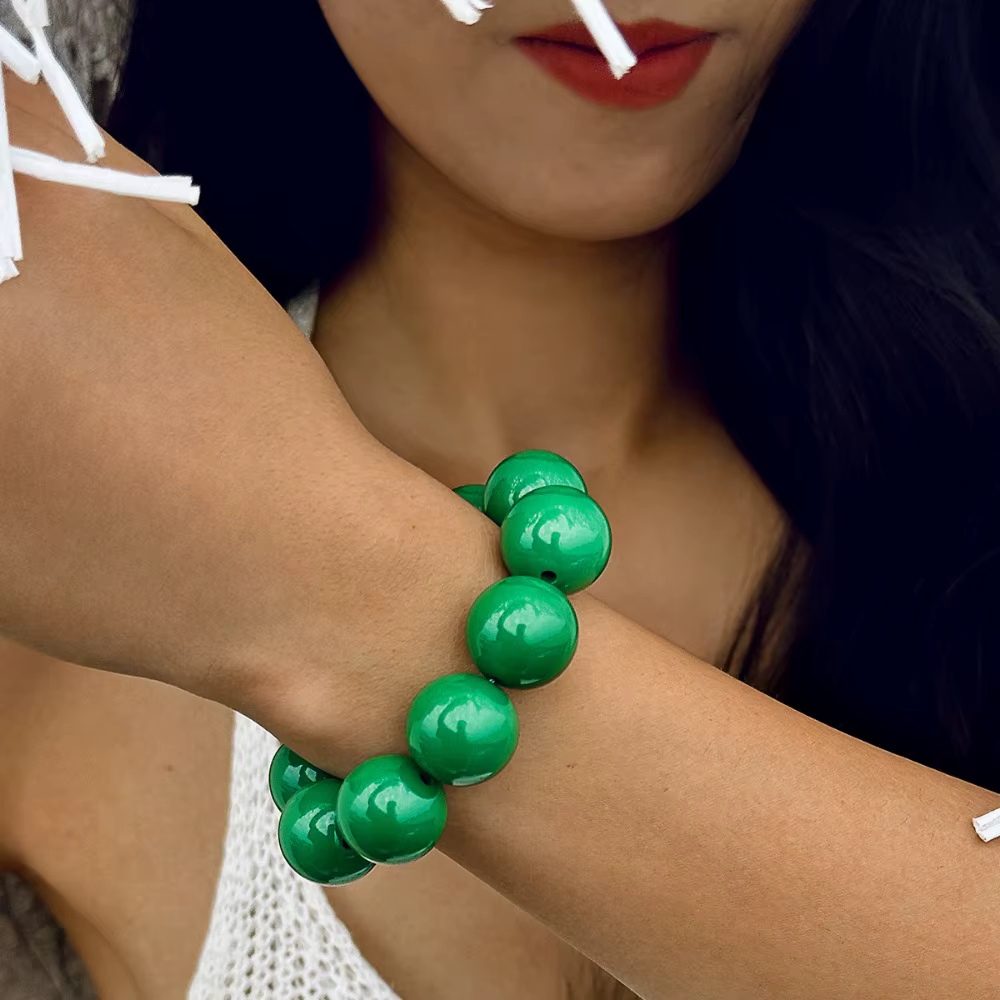 Bracelet bohème ethnique coloré en acrylique pour femmes, grandes perles, personnalité exagérée, bijoux de plage d'été, accessoires cadeaux