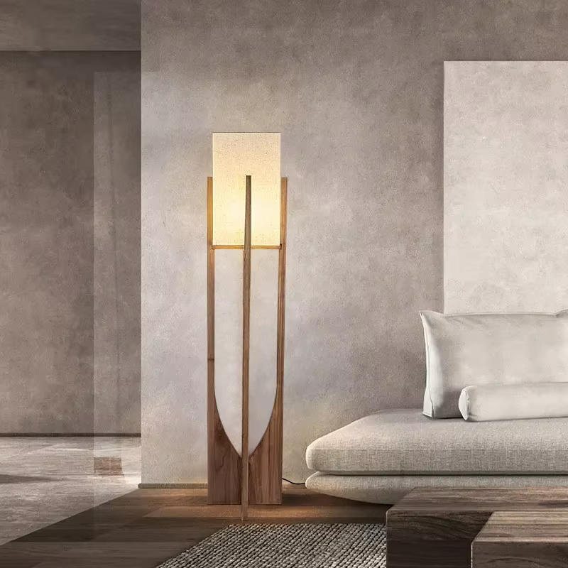 Lampadaire design nordique en bois massif pour chambre à coucher, chevet, salon, canapé, salon de thé, restaurant, hôtel, maison d'hôtes, luminaire Lofa