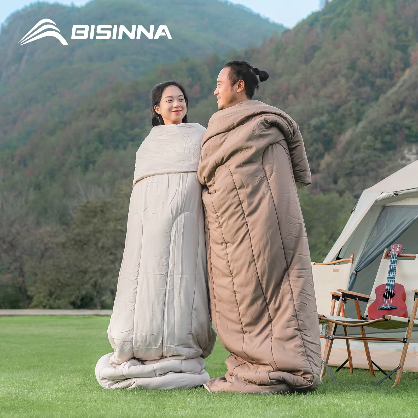 BISINNA Sac de couchage de camping pour 2 personnes Sac