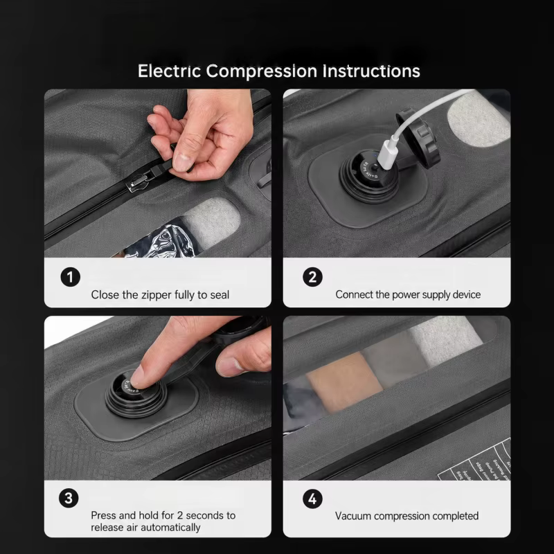 Sac de compression sous vide de voyage avec pompe électrique USB, approuvé par les compagnies aériennes, ultra-compact, réutilisable, pour valise et bagages