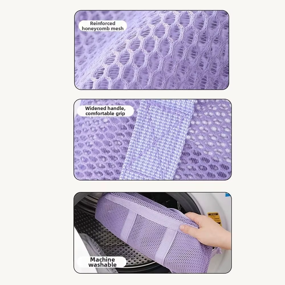 Sac de plage pliable en maille avec cordon de serrage, grande capacité, sac à main lavable et respirant, organisateur d'articles de toilette pour la plage