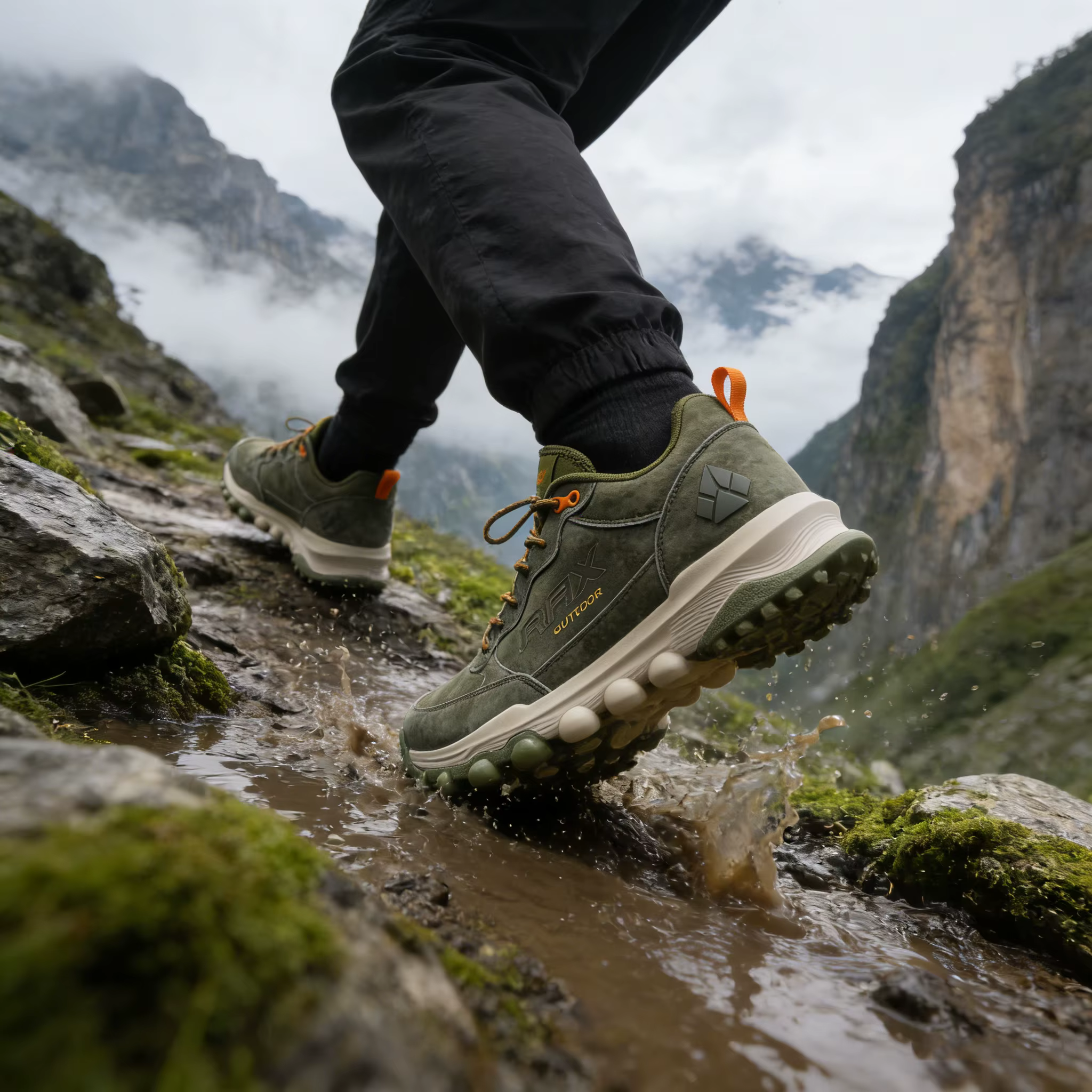 Chaussures de randonnée antidérapantes vert armée pour hommes