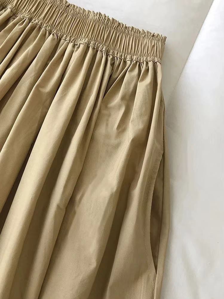 Jupe longue blanche pour femmes, taille haute, ligne a, longueur aux genoux, poches plissées, décontractées, élégantes, pour l'automne, 2025