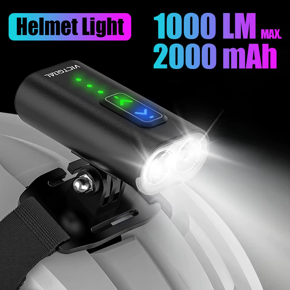 VICTGOAL Feu de vélo 1000 lumens étanche pour casque de vélo