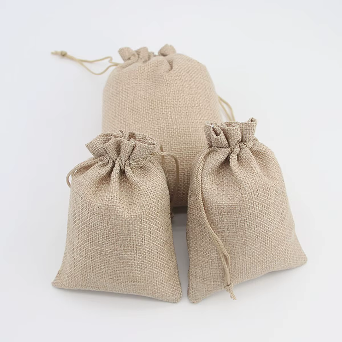 Paquet de sac cadeau de poche en coton et chanvre pour la journée des enfants, emballage de bonbons bricolage, emballage de produits de mariage, 15-50