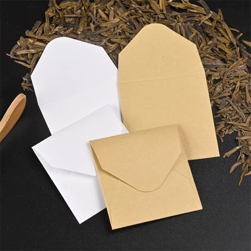 Sachet de thé en papier Kraft blanc, petit sac d'emballage de stockage de thé, sac d'emballage de thé scellé en papier Kraft, 1000 pièces/lot