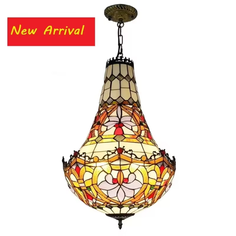 Lampe suspendue de Style Tiffany, vitrail Vintage méditerranéen, lampe de luxe, salon romantique, décoration de Restaurant