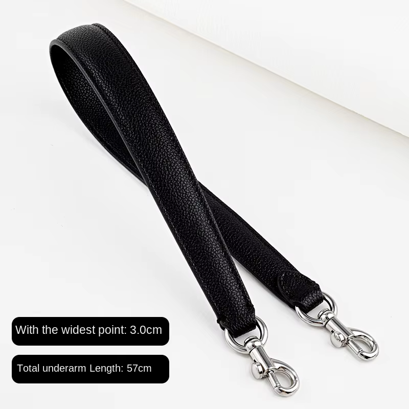 Sangle de sac réglable en cuir grainé, bandoulière pour sac à main pour femme, boucle argentée, cuir grainé lychee