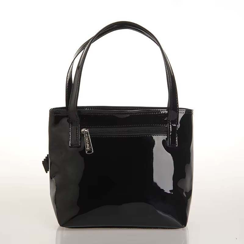 Sac fourre-tout noir avec nœud, sac à main, sac de bureau, sac de transport, sac en PVC transparent, sac de rangement minimaliste