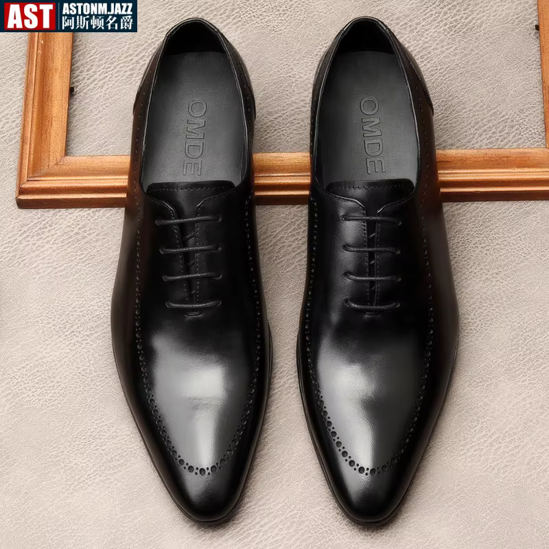 Chaussures Oxford italiennes faites à la main pour hommes, cuir de veau véritable, noir, marron, brogue classique, robe de mariée d'affaires, nouveau, 2025