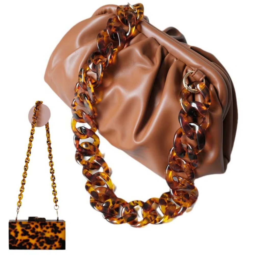 Chaîne de sac messager léopard 37/60/120cm, accessoires de sac à breloques, Style rétro, chaîne de sac faite à la main, accessoire de sac à breloques