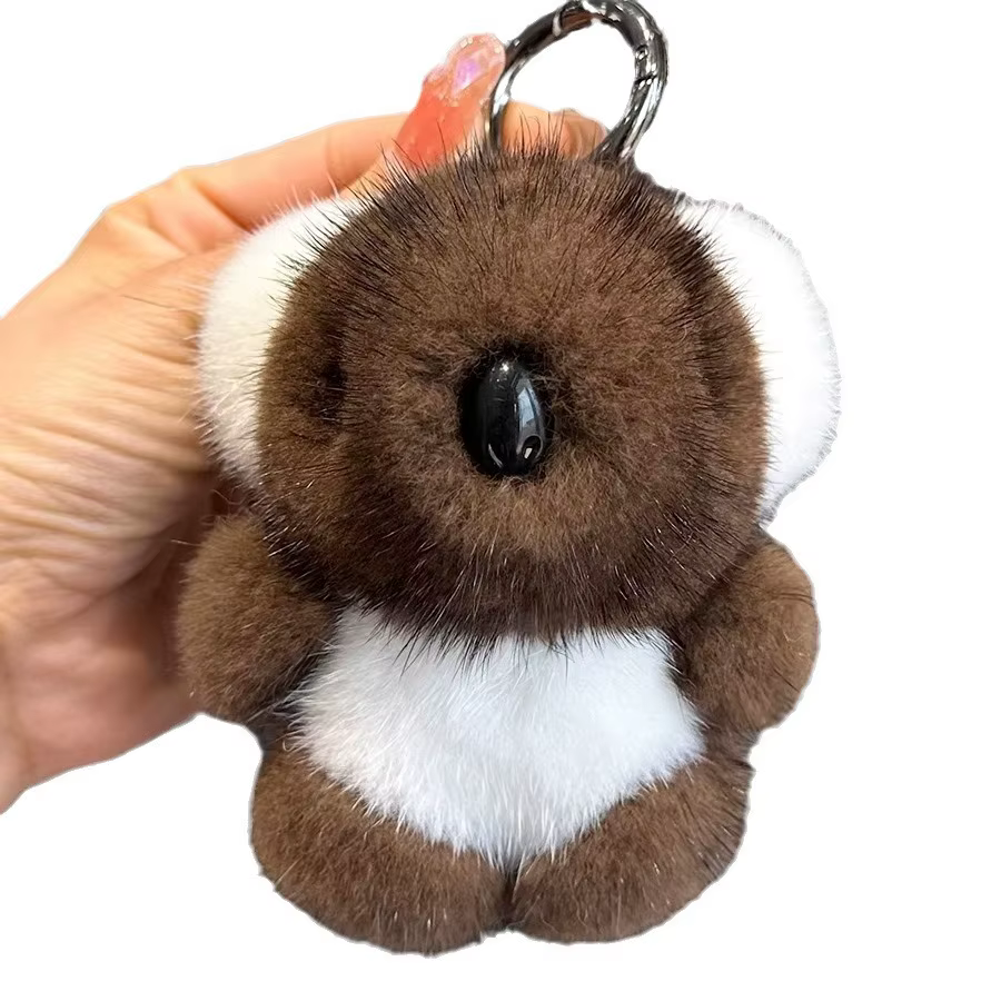 Koala – porte-clés en fourrure de vison véritable en forme d'animal
