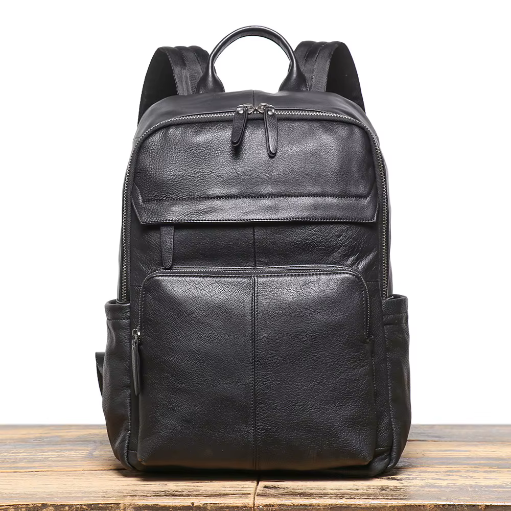Sac à dos Double épaule en cuir véritable pour hommes