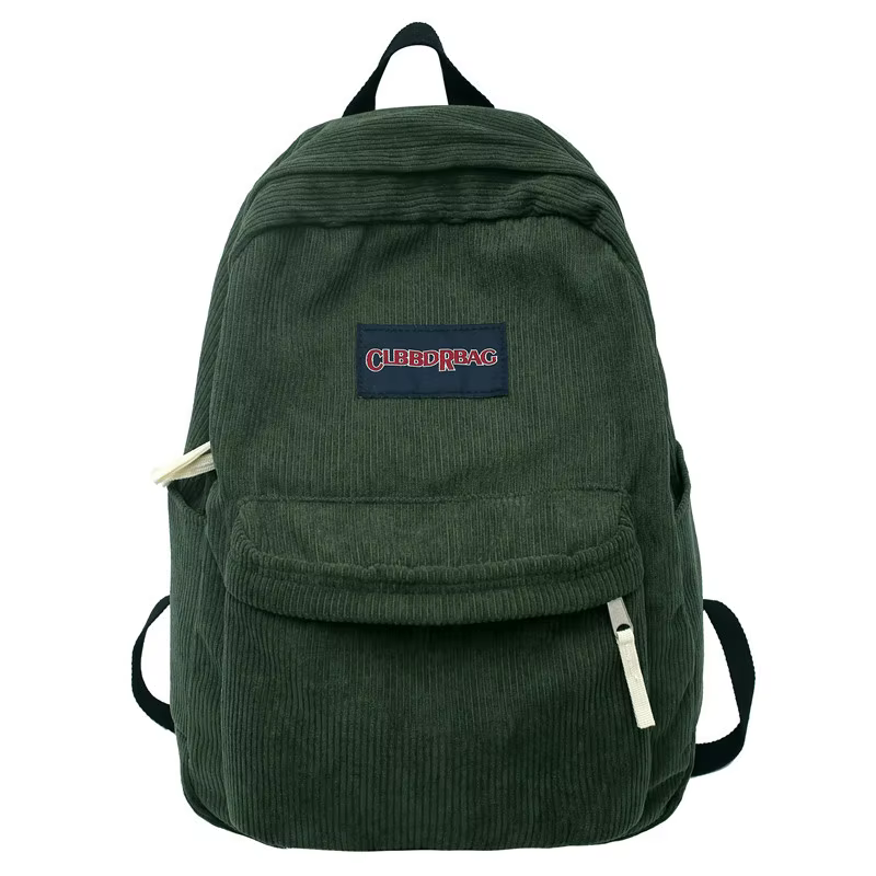 Vintage garçon fille velours côtelé vert sac d'école hommes femmes ordinateur portable collège sac à dos Cool dame étudiant mode femme voyage BookBag nouveau