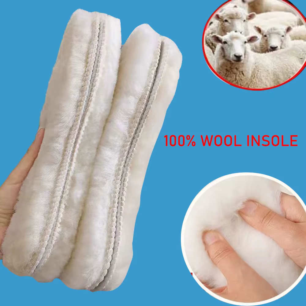 Semelles intérieures en laine de mouton véritable pour bottes et chaussures insérer des pieds semelle intérieure en