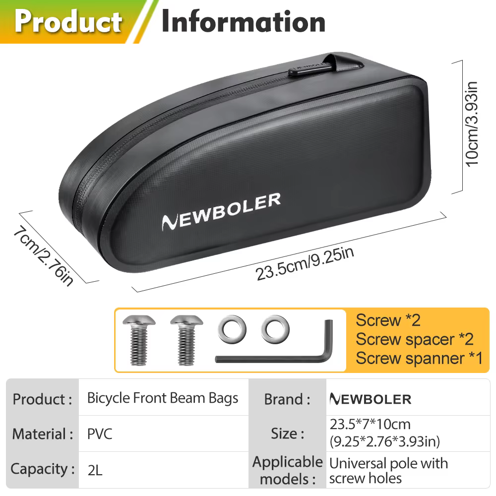 NEWBOLER sac de vélo de gravier étanche TPU sac de Tube supérieur