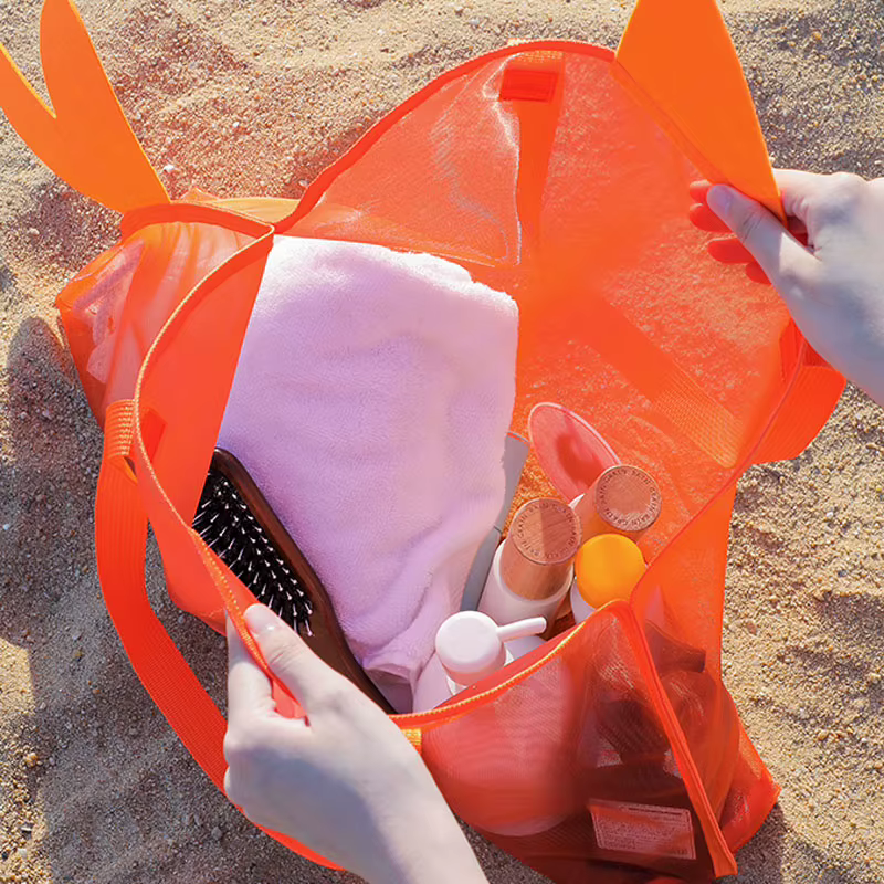 Sac de plage d'été pour enfants - Design à motif de grands yeux de dessin animé, idéal pour ranger les jouets, les maillots de bain et les articles de toilette