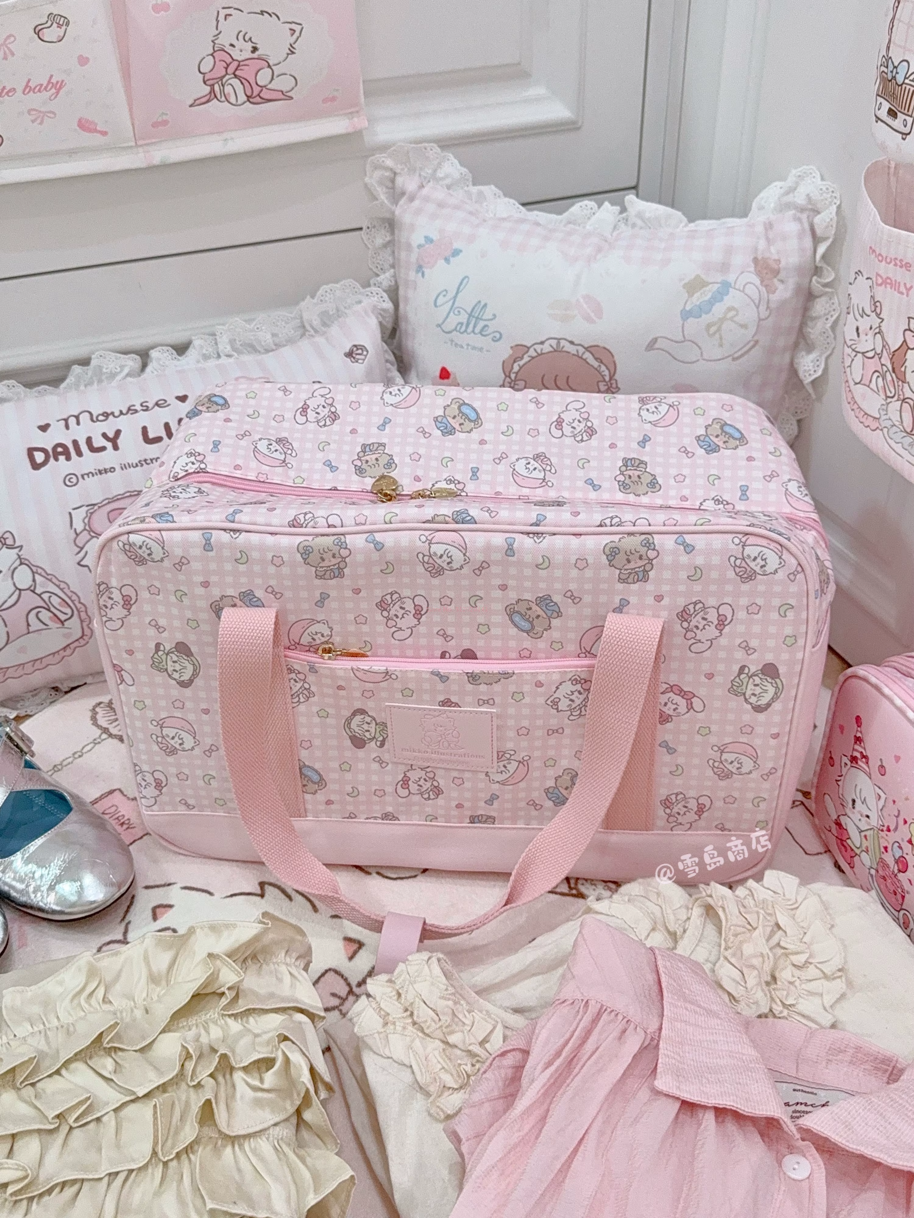 Nouveau Kawaii Mikko sac à main grande capacité sac de voyage sac de rangement Anime Mikko impression bagages tri sacs sacs d'embarquement pour les filles